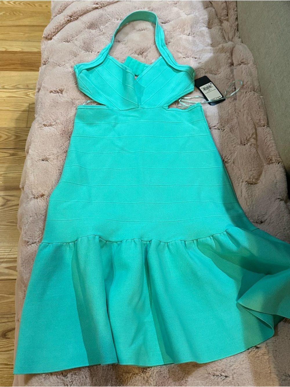Guess Aqua Cutout Halter Midi Dress